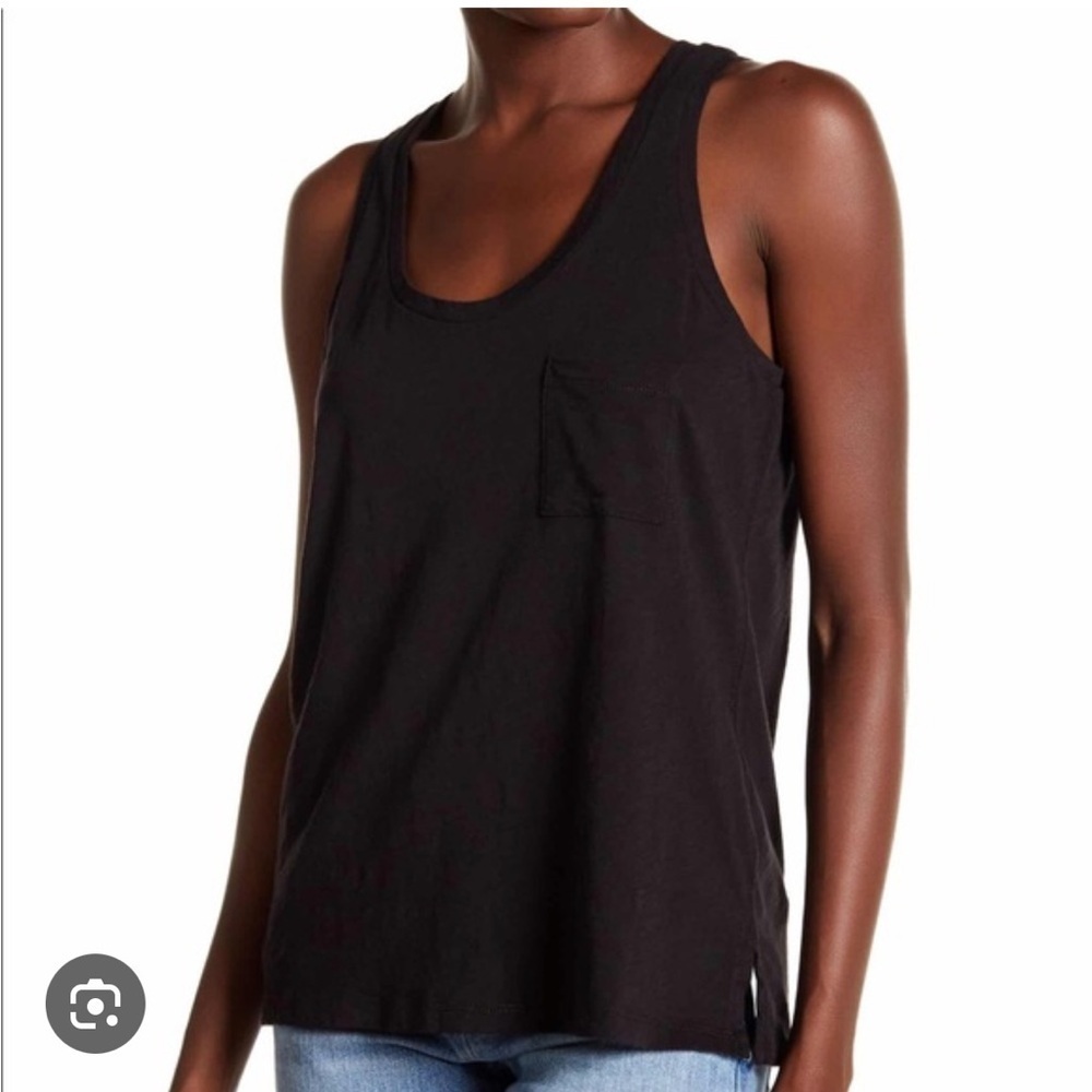100% cotton Madewell small black pocket tank top perfect for layering sleeveless